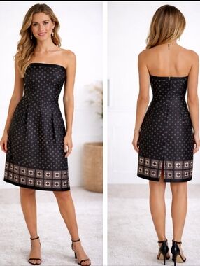 NWT Banana Republic Strapless Satin Mini Dress Geometric Print Sz 0